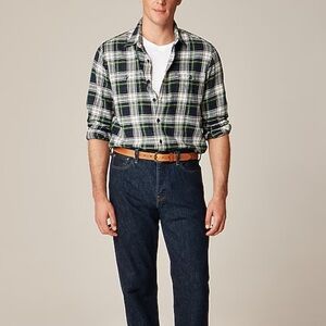 J. Crew Men's Blue and Green Plaid Shirt